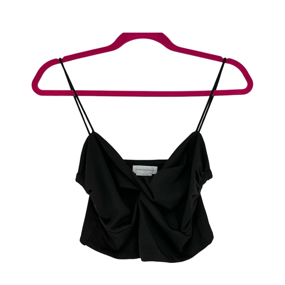 Lovers + Friends Revolve Crop Top Womens Small Ida Front Twist Black